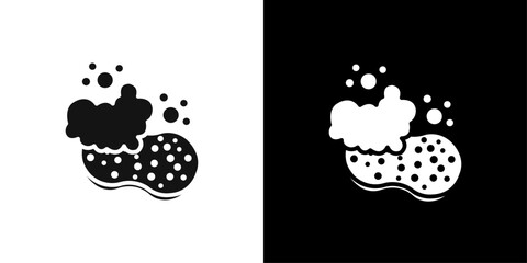 Sponge with foam icon Flat vector set outline