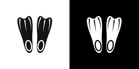 Swimming flippers icon Flat vector set outline