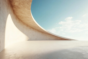 Abstract 3D rendering minimalist style architectural space scene