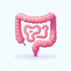 Intestine, flat illustration of human body organ, graphics for medical education, treatment, hospital poster, banner
