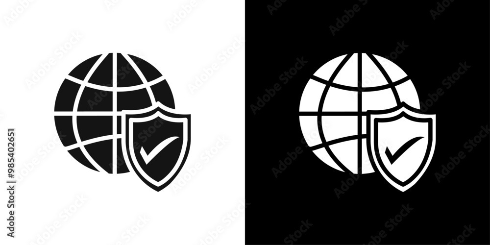 Poster web security icon flat vector set outline