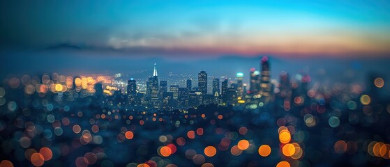 Stunning Cityscape with Bokeh Effect at Dusk