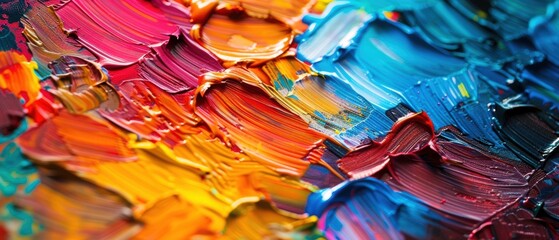Vibrant Palette of Colorful Paint Texture Close-up