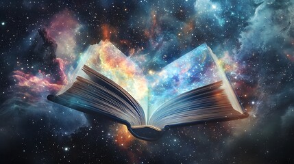 Obraz premium Open Book Revealing a Starry Cosmic Sky