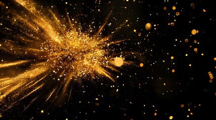 Fototapeta premium Yellow fireworks on black background