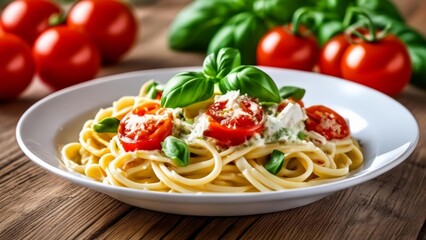  Delicious pasta dish with fresh tomatoes and basil