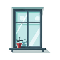 Living room Window vector illustration in flat style