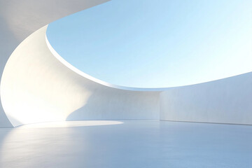 Abstract 3D rendering minimalist style architectural space scene