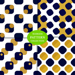 Indigo Gold rounded squares Seamless Pattern Background