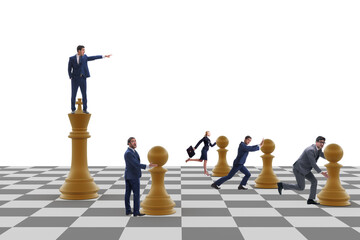 Businessman shouting in the game of chess