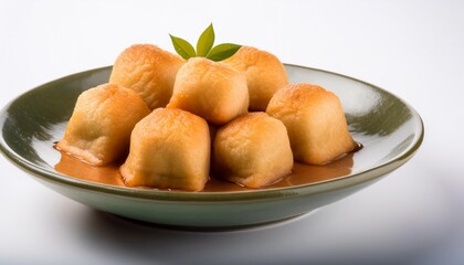 Malaysian Food, Yong Tau Foo on white background isolated.