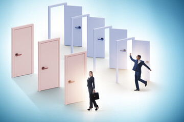 Business people and many doors of opportunities