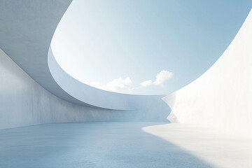 Abstract 3D rendering minimalist style architectural space scene