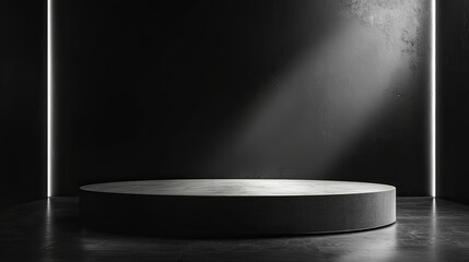 Minimalistic Podium with Elegant Spotlighted Lines on Dark Background