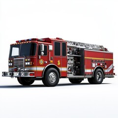 Fire Rescue Truck Isolated, fire truck isolated on white background