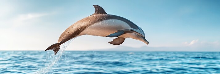 Playful Dolphin Leaping Above Tropical Ocean Waves