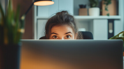 Hiding Behind Desk In Office .