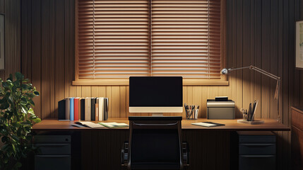 Hiding Behind Desk In Office.