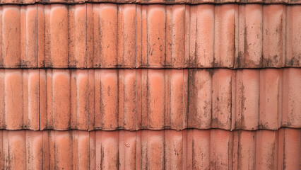 Red corrugated tile element of roof, Red roof tile.