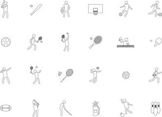 線画のアイコンセット_スポーツ 1