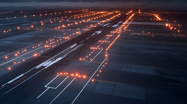 An airport's tarmac alarm system, alerting ground personnel to runway incursions and ensuring flight safety. Runway Model. Illustration