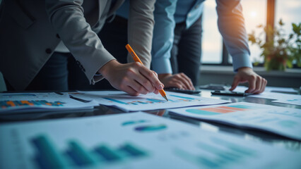 Obraz premium close up of people working in office
