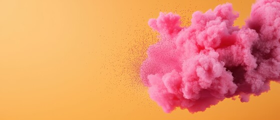 Fototapeta premium Vibrant Pink Smoke Cloud on Orange Background