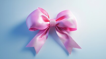 Pink satin ribbon bow on white background