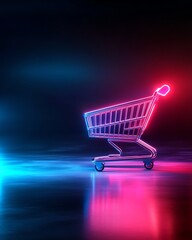 Shopping cart with neon lights