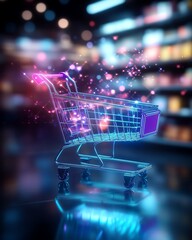 Shopping cart, white isolated background
