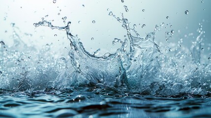 splashing blue water on white background - wide water splash 