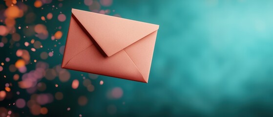 Floating Envelope on Colorful Background
