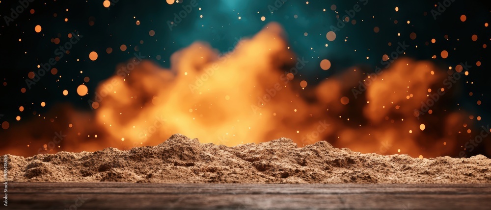 Poster Abstract Background with Fire and Particles in Motion