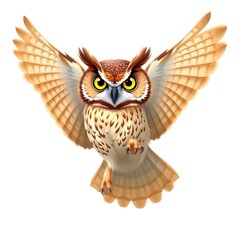 Owl in Flight: Against White