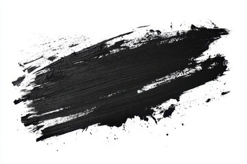 A black paint stroke on a white background, showcasing texture and artistic expression.