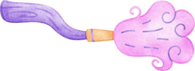 Watercolor Halloween Witch's broom
