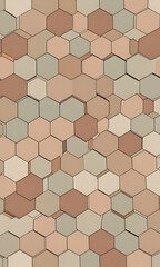 A geometric pattern of interlocking hexagons in muted earth tones, creating a modern and minimalist background for a mobile wallpaper