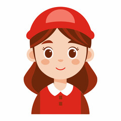 Cute cartoon Christmas girl vector red cap with white background