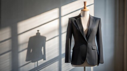 A simple  blazer on a mannequin  with realistic shadows, ready for summer fashion design presentations.