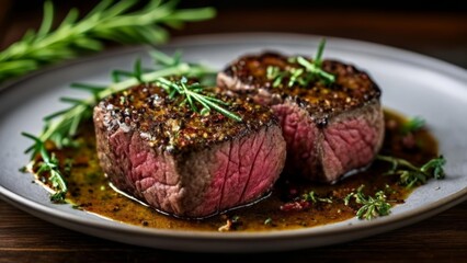 Fototapeta premium Deliciously cooked steak ready to be savored