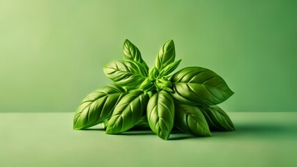 Fototapeta premium Fresh basil leaves vibrant green and ready to use
