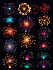 fire works in the sky with black background	