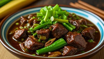  Delicious beef stew with fresh herbs ready to be savored