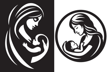 Mother day Silhouettes vector  illustration1