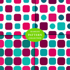 Magenta Teal rounded squares Seamless Pattern Background