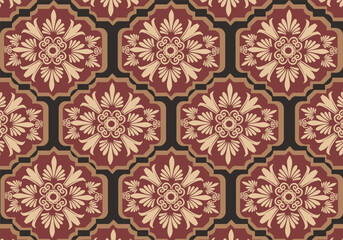 Abstract vector background featuring black and red geometric Moroccan ornaments with a chic, ethnic luxury, and Indian folklore style