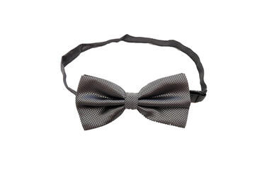 Gray bow tie with striped motif isolated on white background