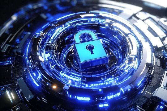 A blue lock symbol representing digital security.