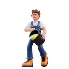 3D Character Bring Bucket Color Creative Man Agency