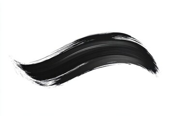 A bold black brushstroke on a white background, showcasing artistic expression.